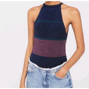 Mango Blue and Purple Striped Tank Top